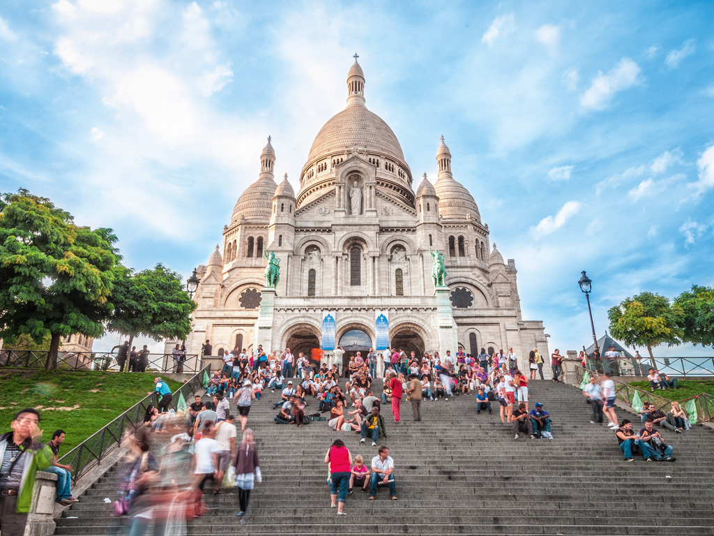 Montmartre in Paris Sacre-Coeur in Paris.