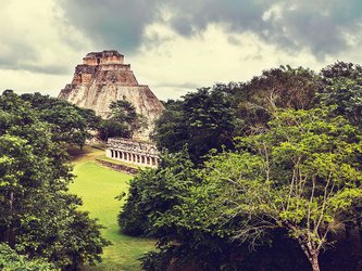 Mayan pyramid in Uxmal Mayan pyramid in Uxmal