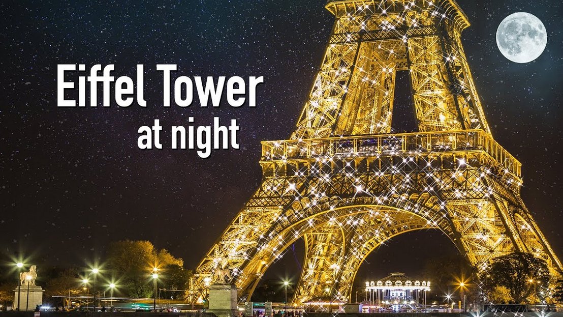 EIFFEL TOWER AT NIGHT, Paris France (Eiffel Tower sparkling & twinkling at night in Paris)